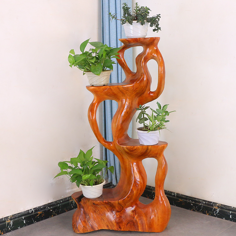 根雕花架实木树根香樟木树桩根艺底座树头客厅原木摆件MH11199