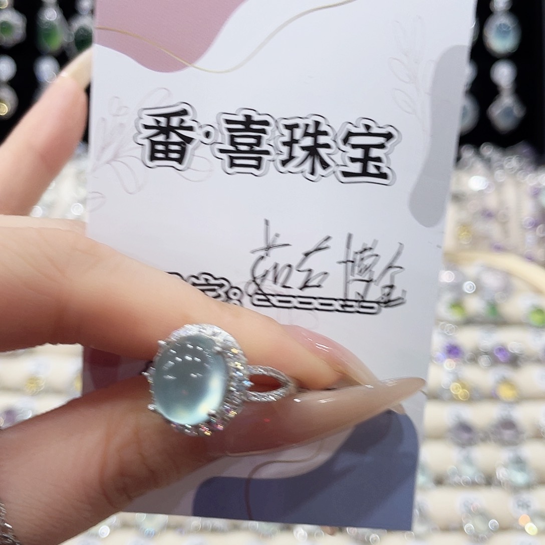 蛇纹石玉银S925镶嵌戒指茹**今戒指