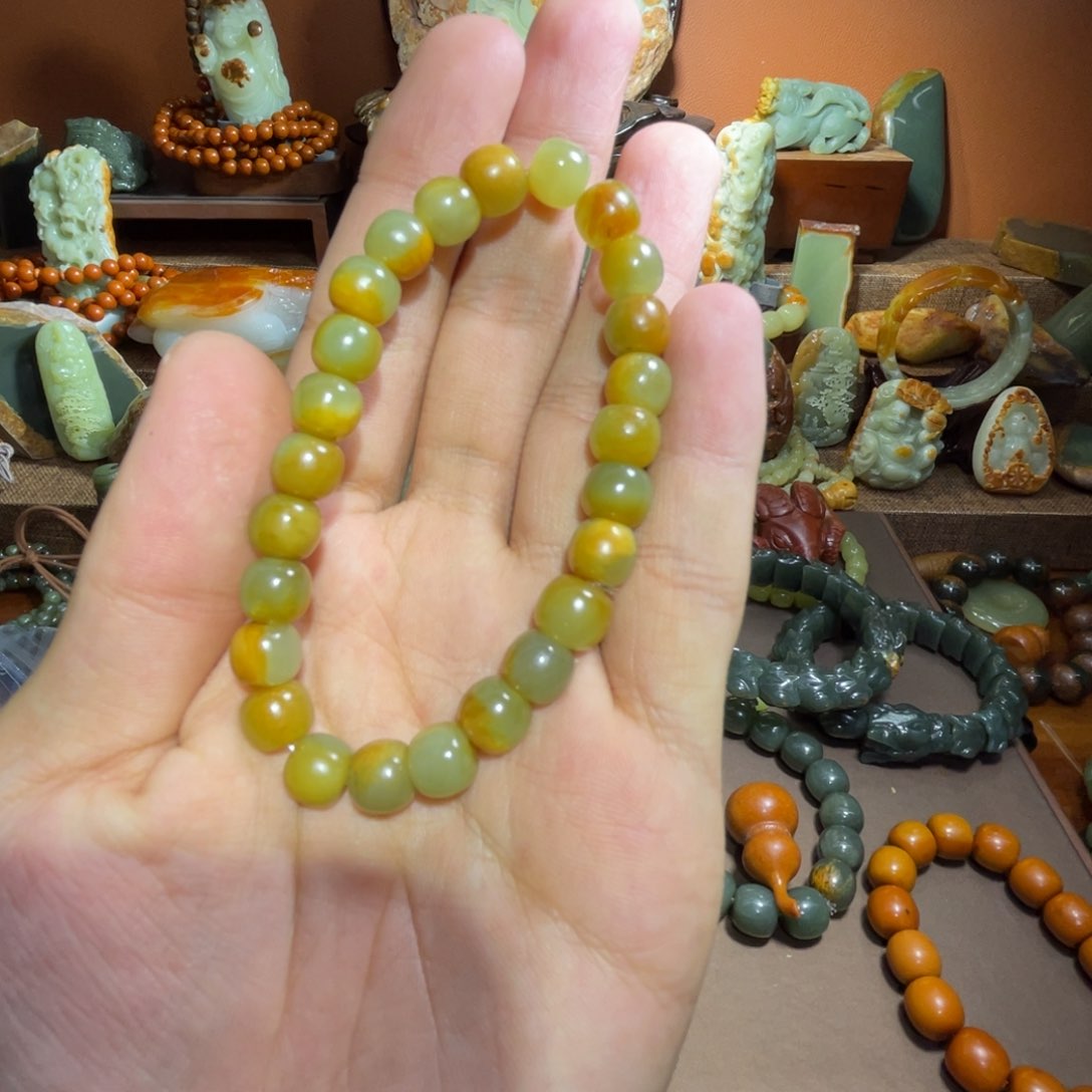 透闪石质玉手链卡7 8未镶嵌