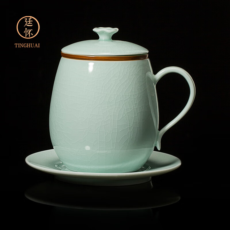 廷怀窑玉青釉观莲杯茶具汝州汝瓷汝窑商务待客个人办公杯陶瓷茶杯