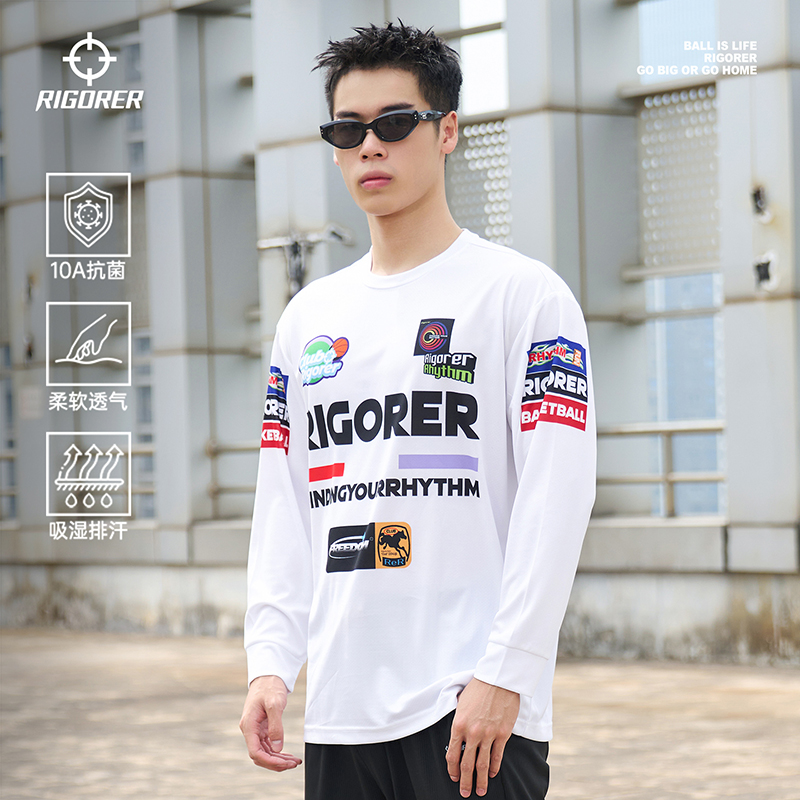 【10A抗菌】准者印花潮流长袖春秋男柔软运动T恤圆领休闲时尚套头