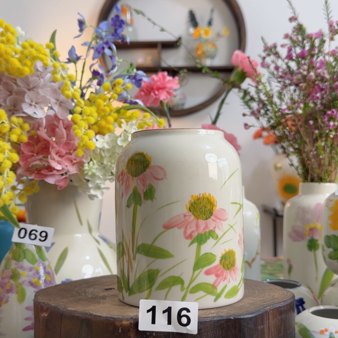 摆件景德镇陶瓷手绘小花瓶摆件无孔