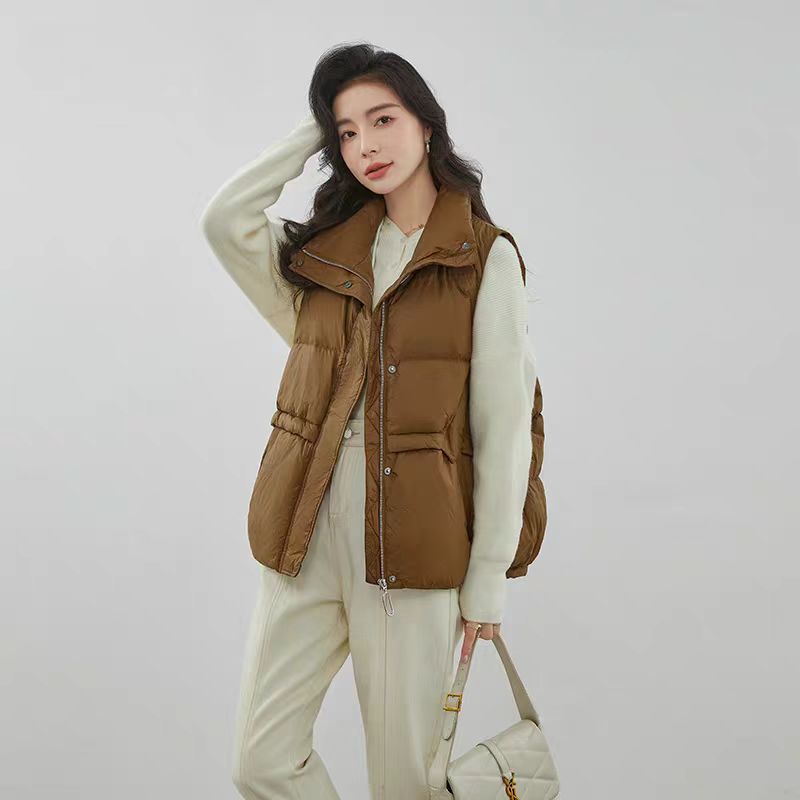D027新款2025秋冬短款羽绒马甲时尚立领防寒90鸭绒百搭休闲女马甲