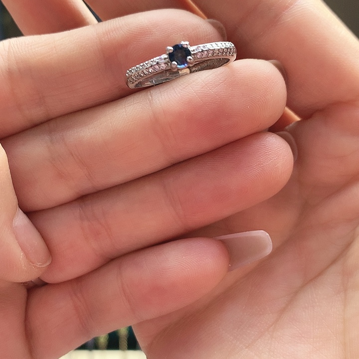 蓝宝石戒指银S925镶嵌