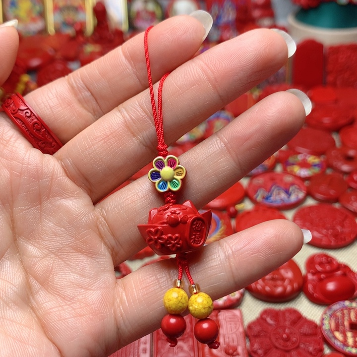 天然辰砂工艺品朱砂手机坠