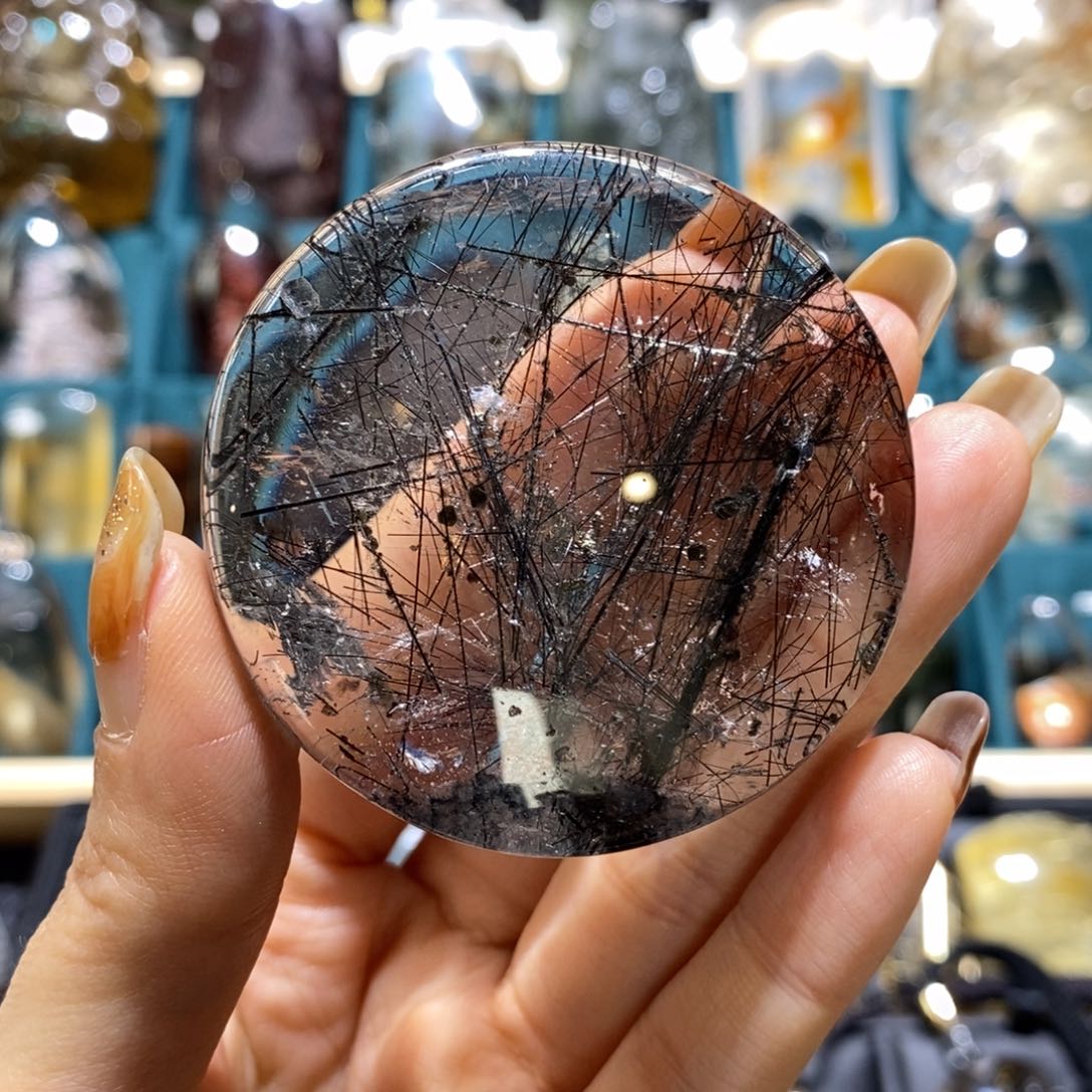 水晶景石圆牌未镶嵌^***天水晶