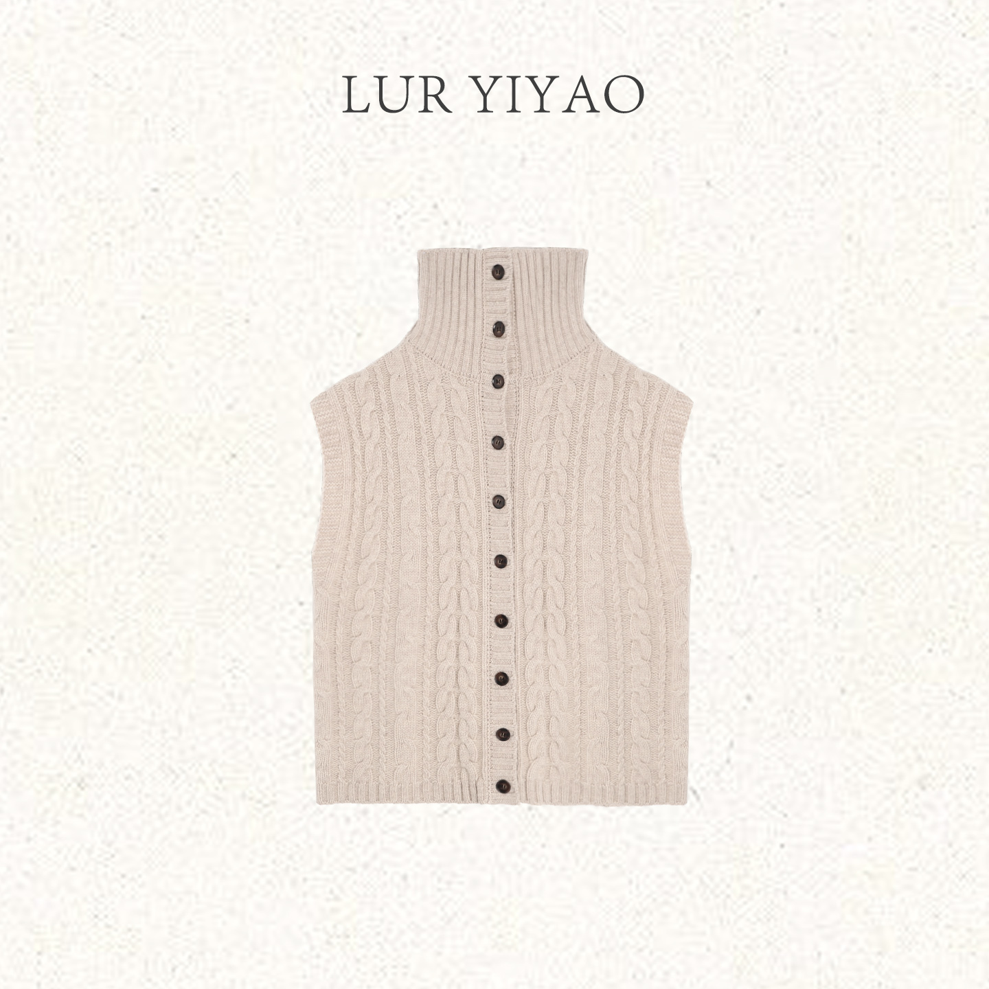 L'U'R/YI'YAO【引力场】秋冬款两面穿高领100绵羊毛麻花毛衣11146