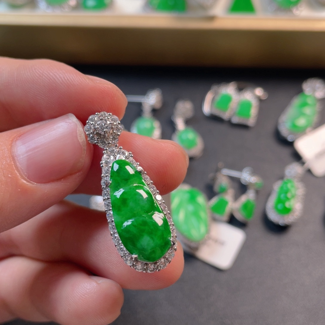 翡翠银S925镶嵌吊坠(不含链)