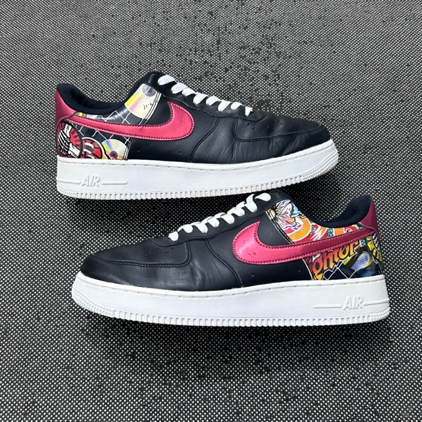 90新 NIKE/耐克 43码 空军一号 af1 黑红涂鸦 无盒 复古板鞋