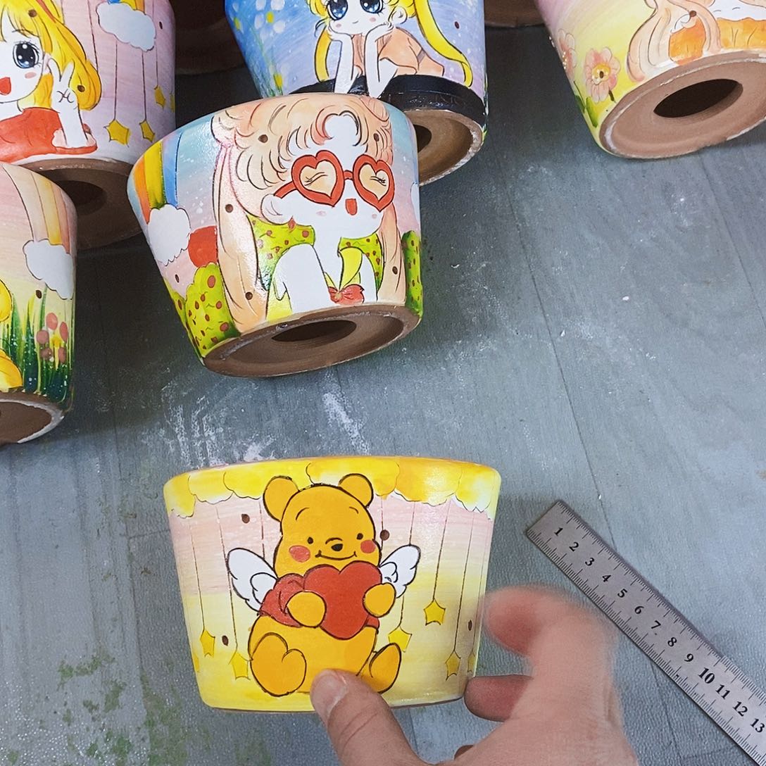 紫砂花盆手绘花盆满28包邮