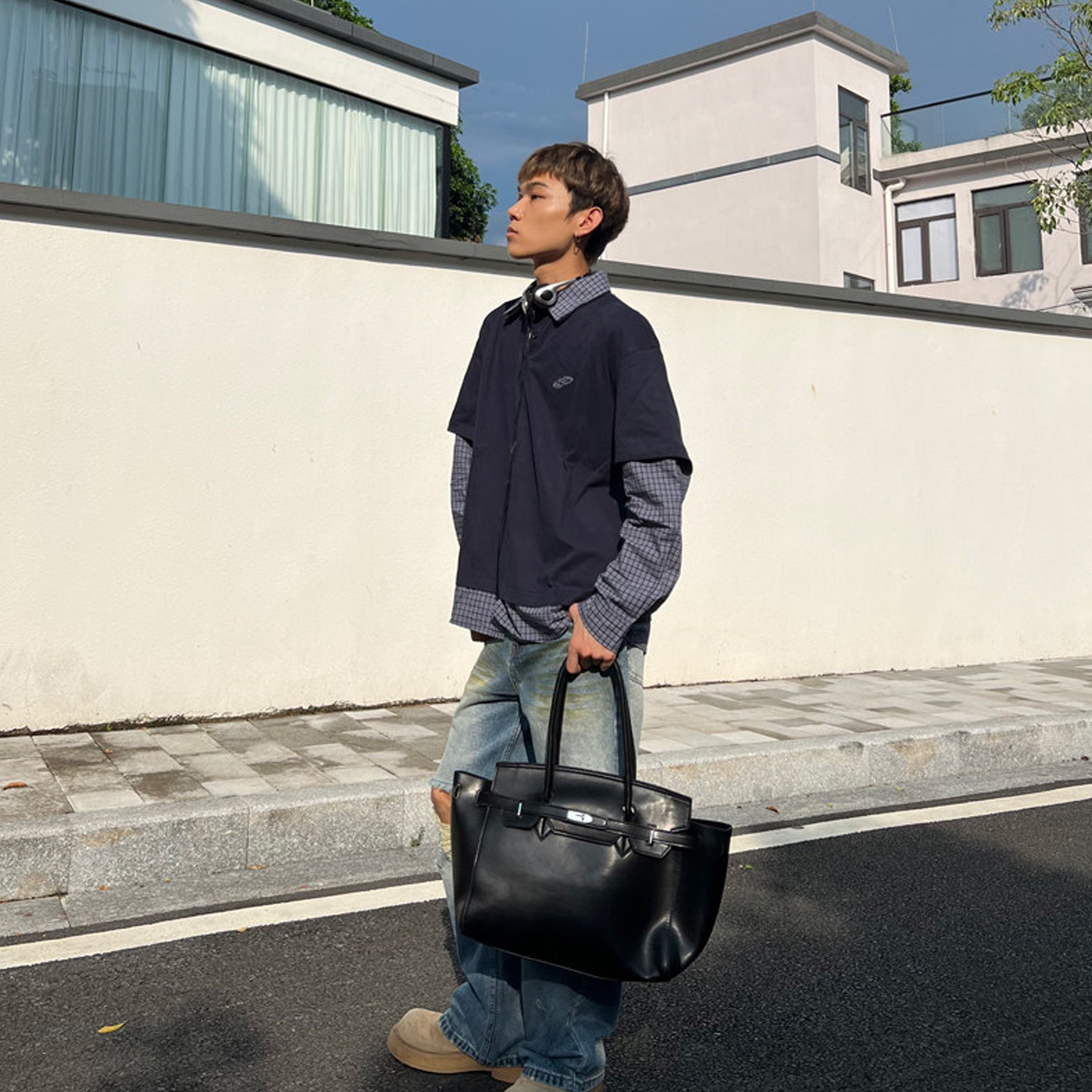 CX简约高级感单肩腋下公文包男女百搭设计款凯莉包街头通勤ins潮