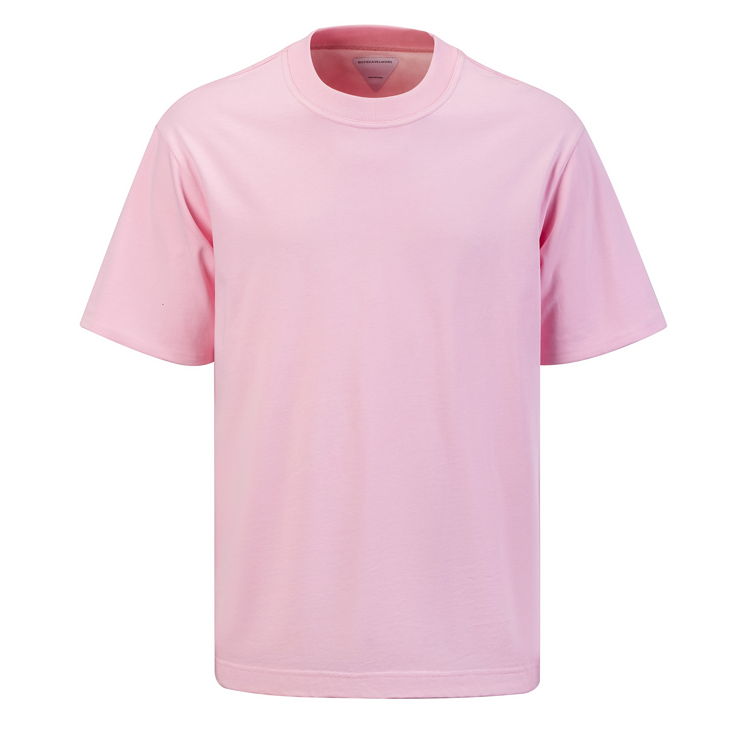 BOTTEGA夏季简约经典休闲百搭字母刺绣双层彩色圆领短袖纯棉T恤
