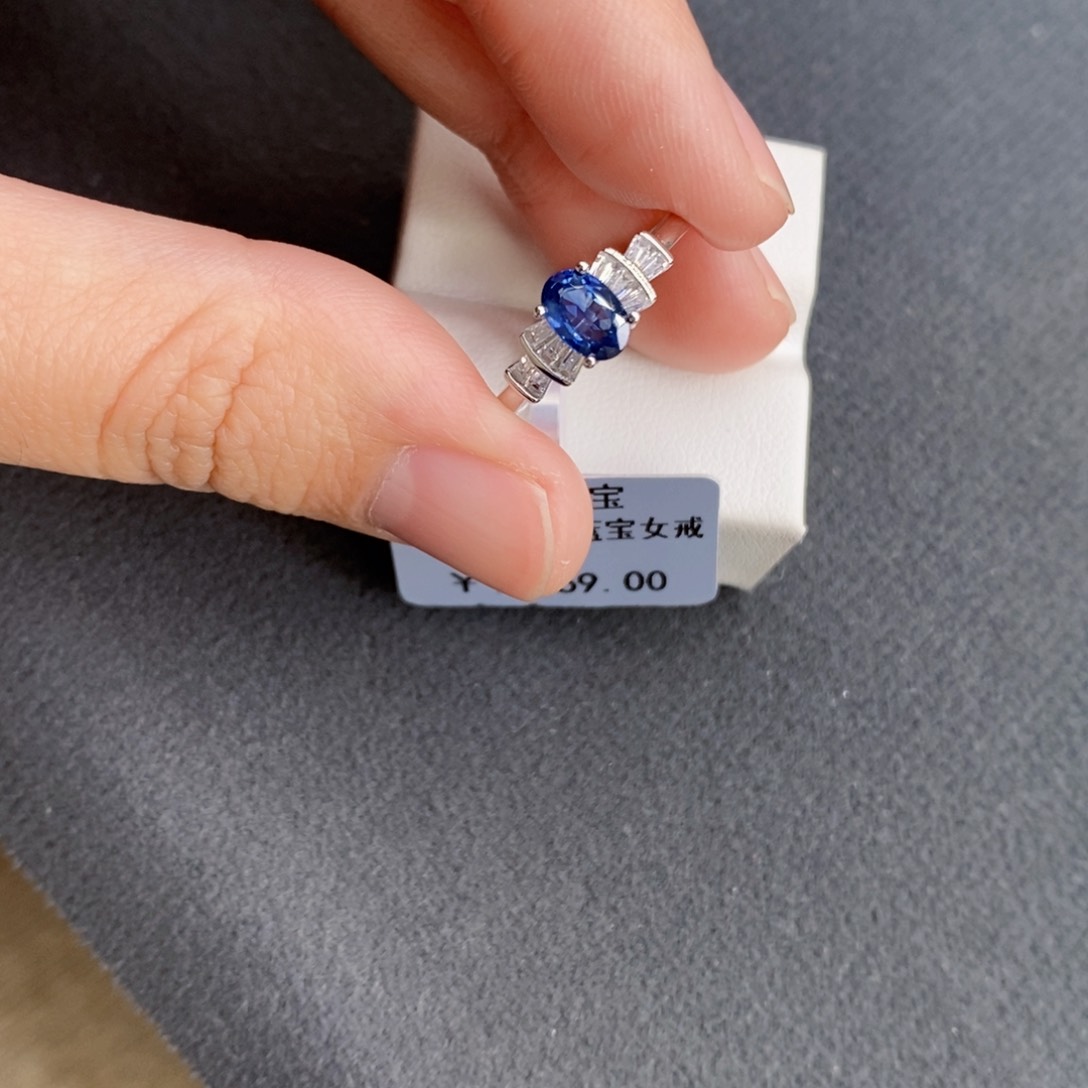 蓝宝石戒指银S925镶嵌?***a