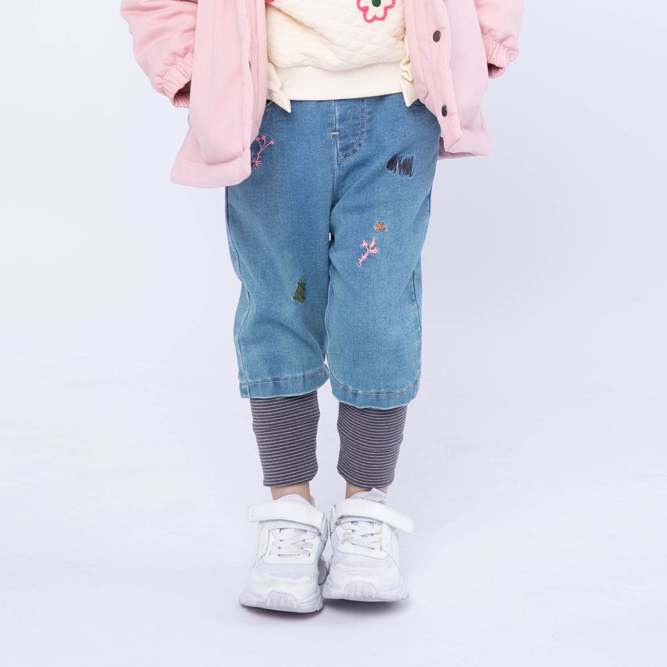 【精选】童装防寒保暖时尚潮流牛仔夹裤9142809【5142809】