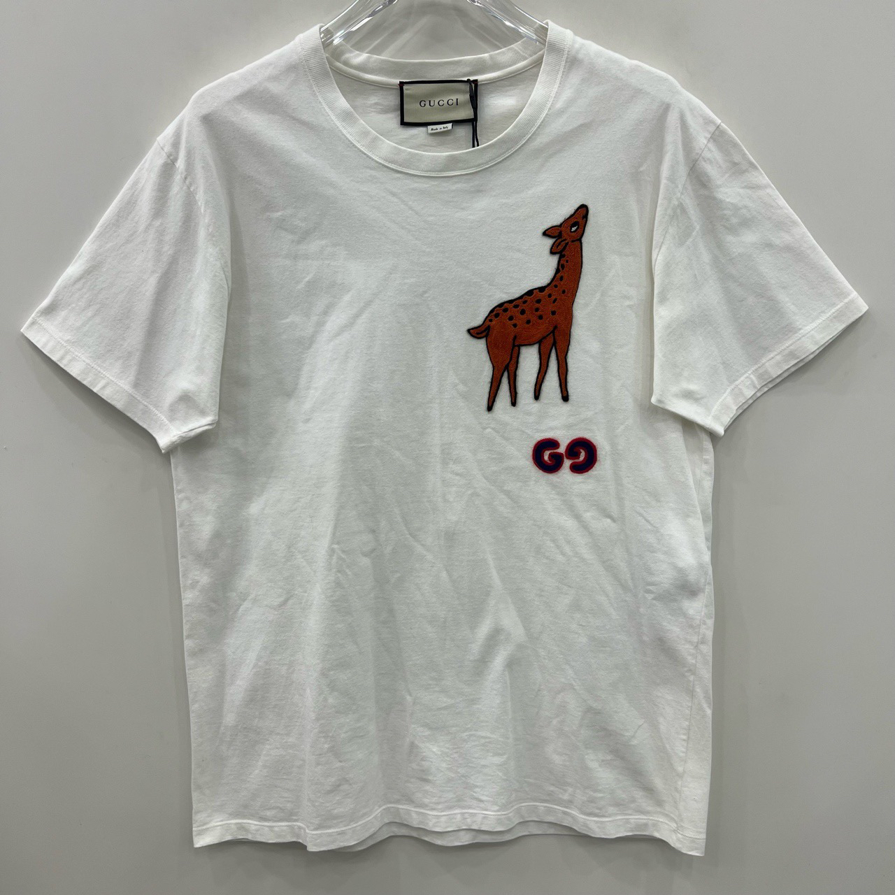 GUCCI 古驰/小鹿图案刺绣双G短袖/尺码S/成色99新/编号7109