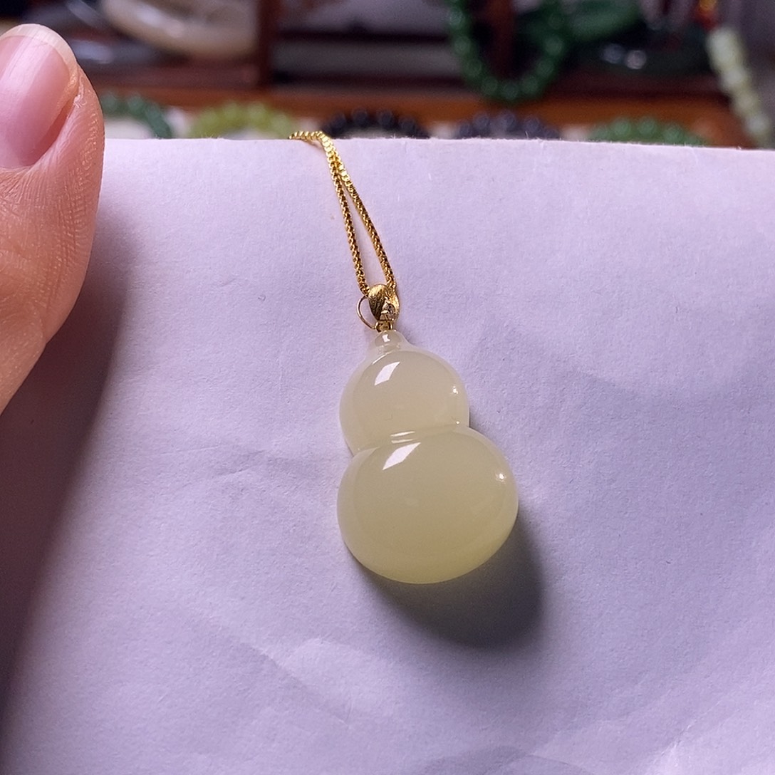 颈饰未镶嵌和田玉金镶黄口料葫芦吊坠