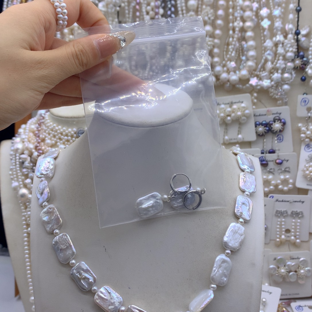 银S925镶嵌淡水珍珠项链耳饰