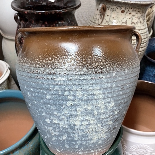 紫砂花盆口24高度26双耳