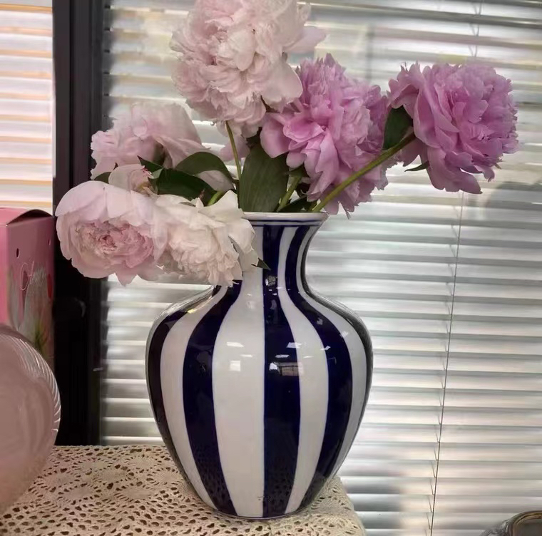 百搭陶瓷花瓶鲜切花摆件客厅插花落地花器种花盆新中式青花瓷陶罐