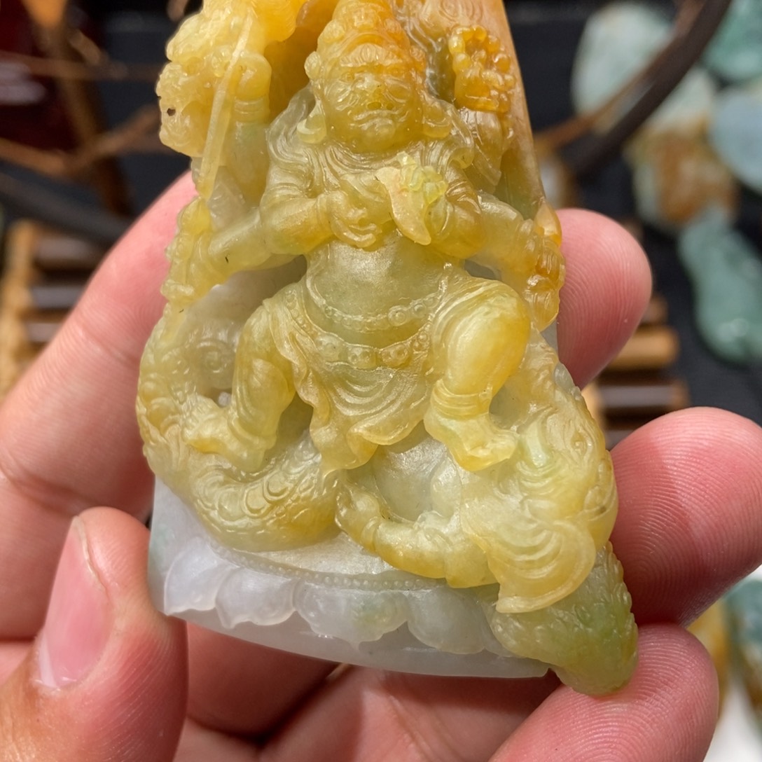 定制翡翠未镶嵌I****k缅甸翡翠A货，冰黄大黑天魔王，定金