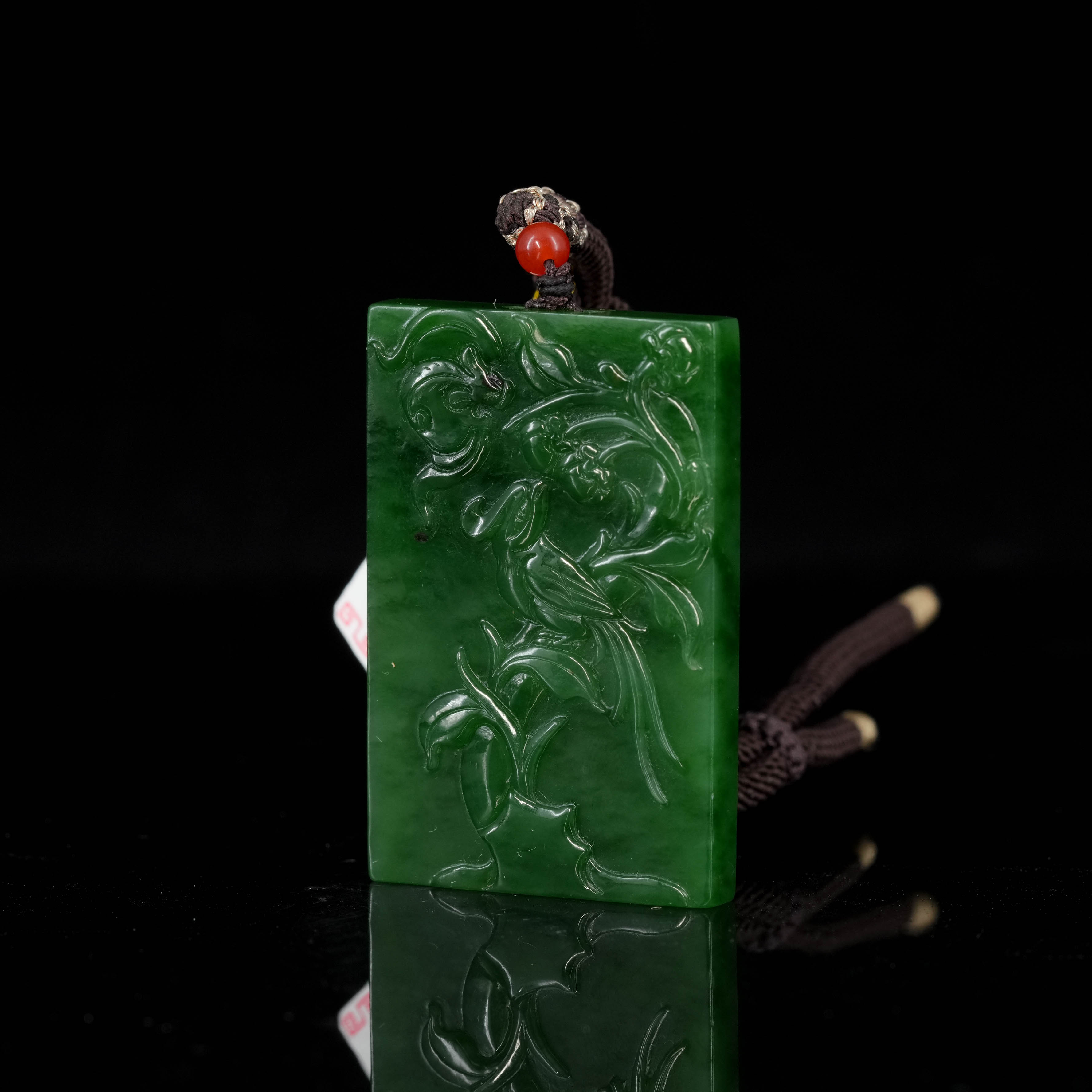 保嘉严选 Y0473 珍藏级和田玉精品俄七碧玉挂件-喜事连连