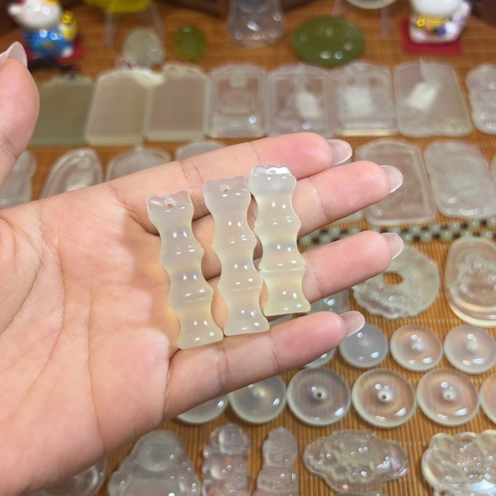 岫玉未镶嵌岫玉白冰挂件竹节任选其一