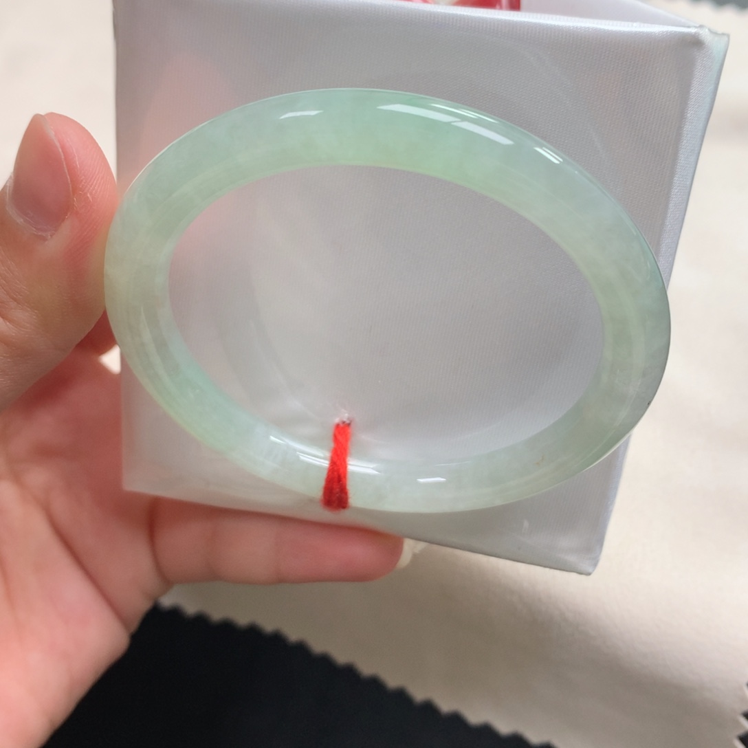 翡翠未镶嵌手镯10号54美人条小冰绿