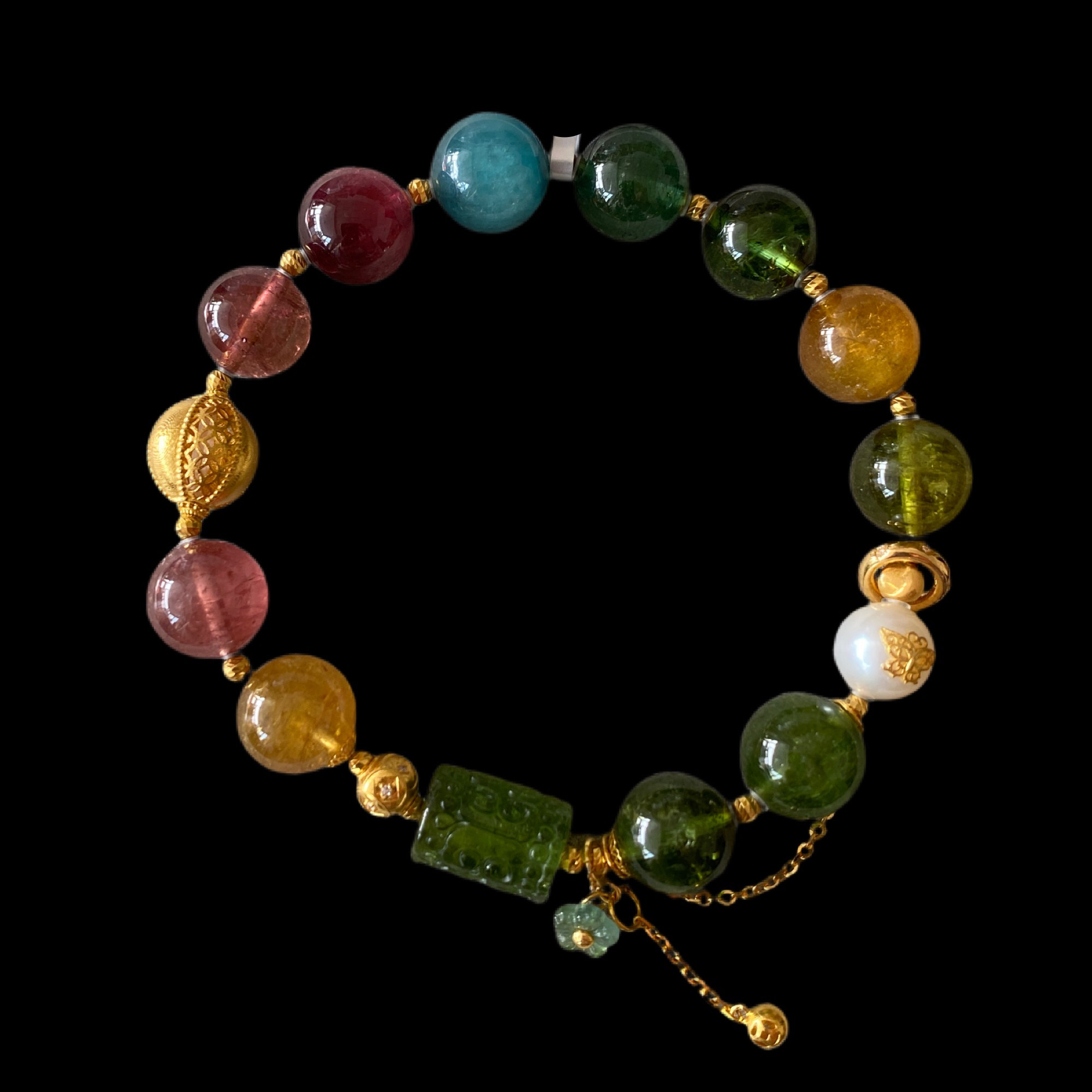 N1653碧玺手串18k孤品