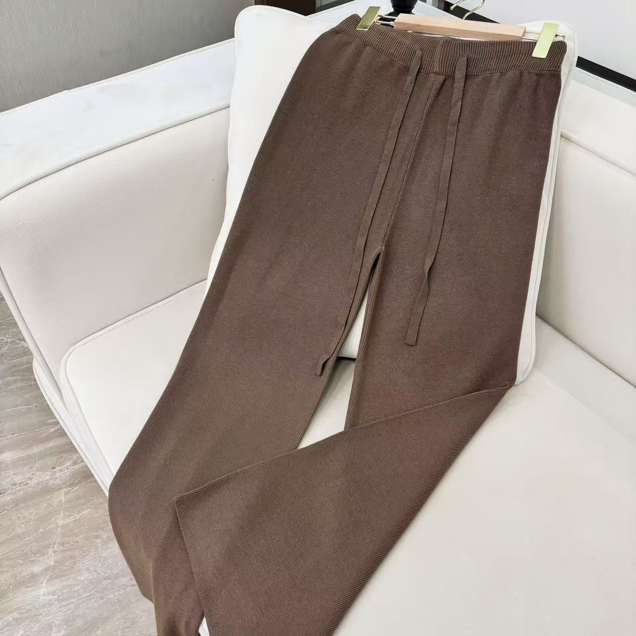 COCO Amador 针织阔腿裤高腰垂坠感直筒拖地裤女1040