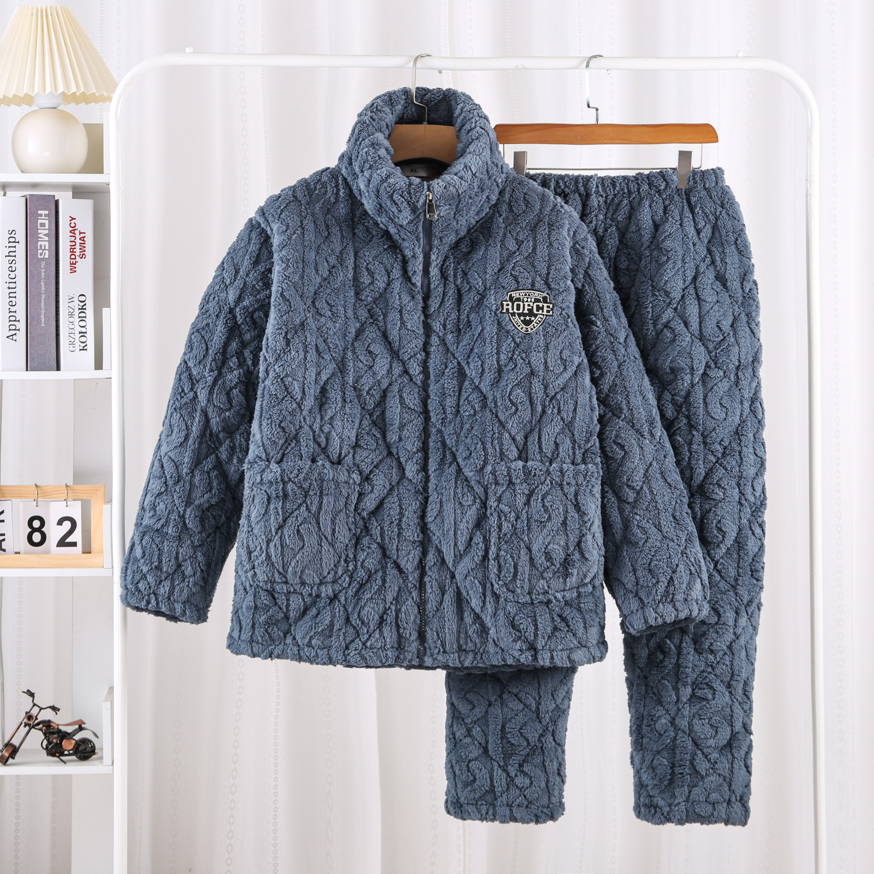 4XL家居服套装保暖家居服大棉睡衣冬季大码男士加厚睡衣