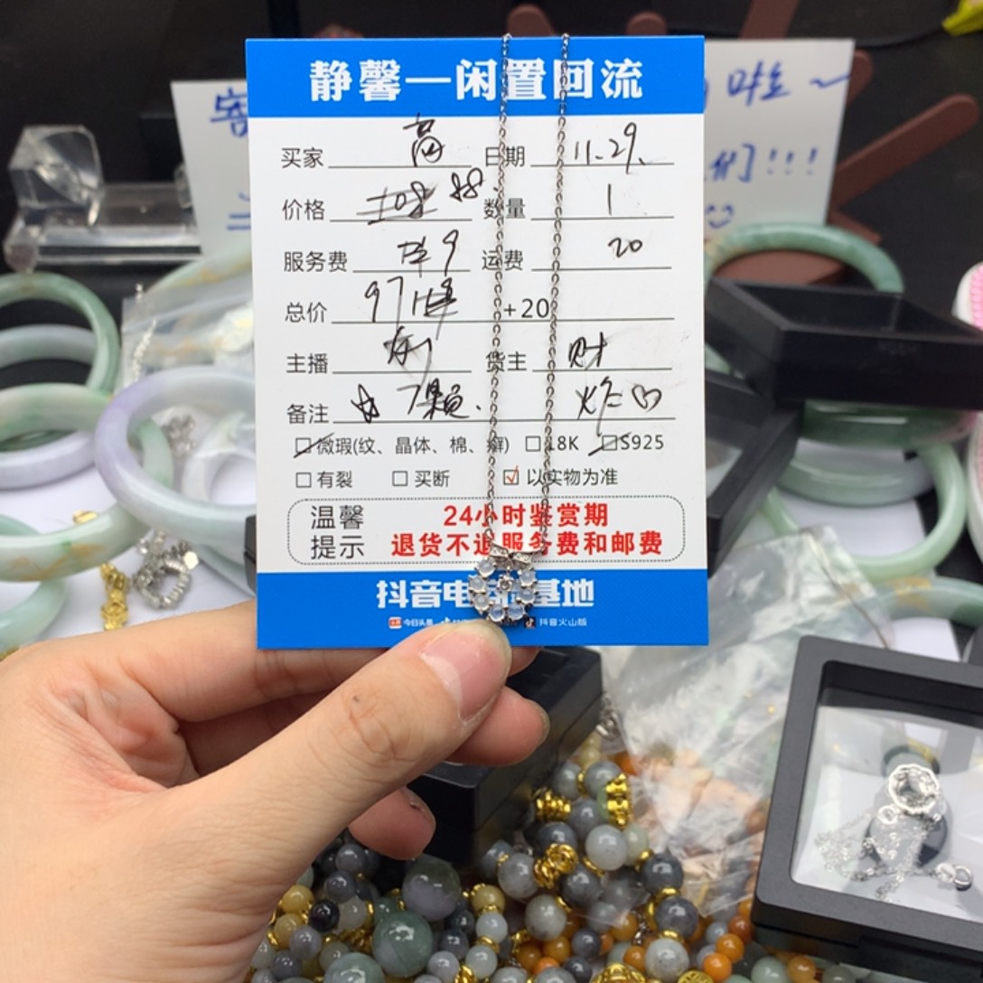 高***一翡翠银S925镶嵌颈饰111