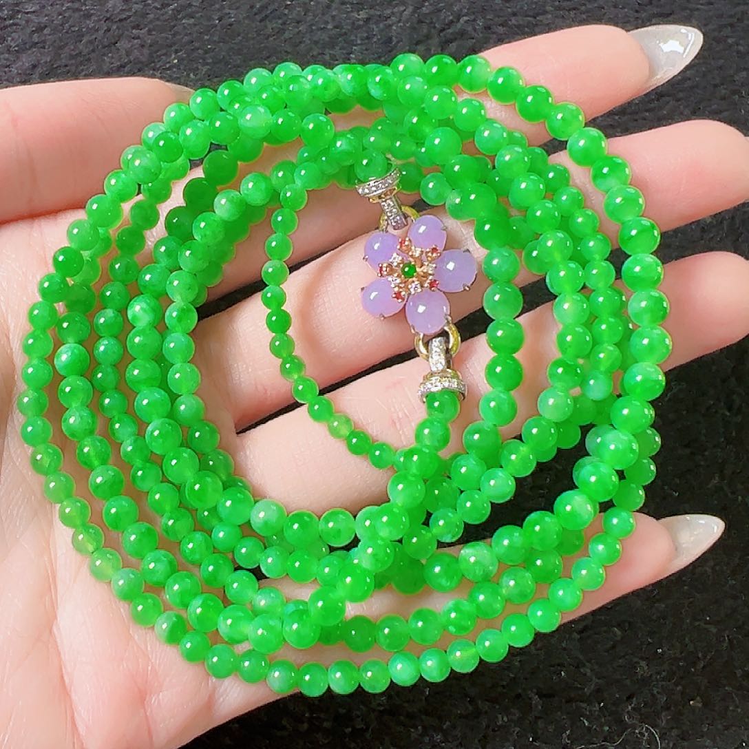 翡翠颈饰18K金镶嵌签收后24小时鉴赏期