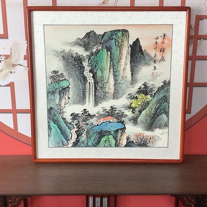 国画带框尺寸62✖️62手绘包邮