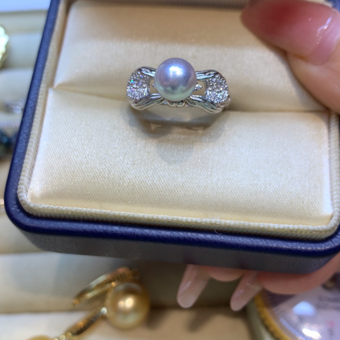 银S925镶嵌戒指海水珍珠