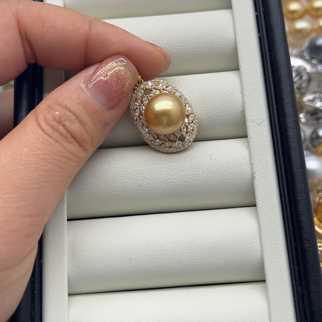 海水珍珠吊坠(不含链)银S925镶嵌