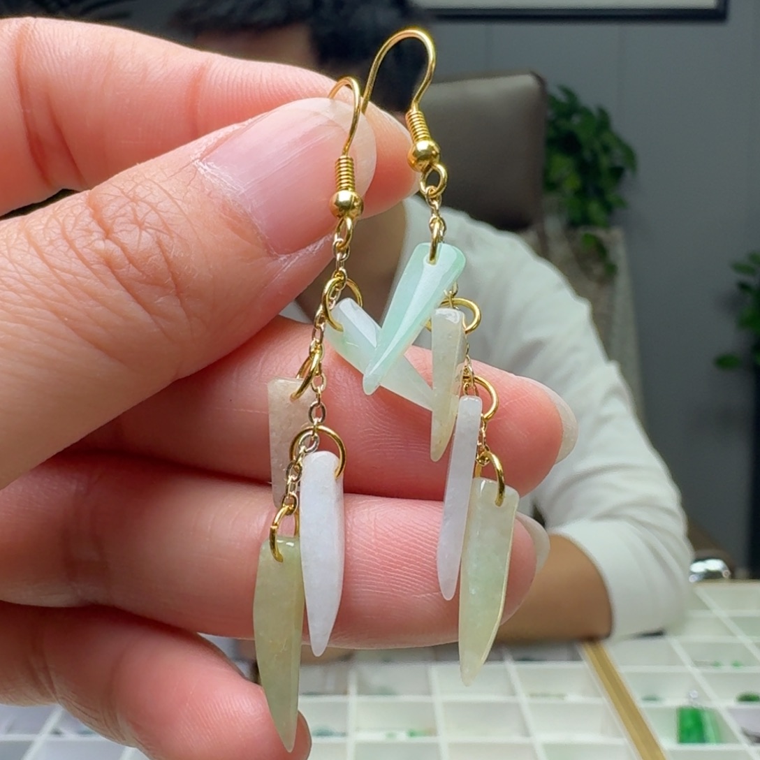 翡翠银S925镶嵌耳饰多样性发货其一