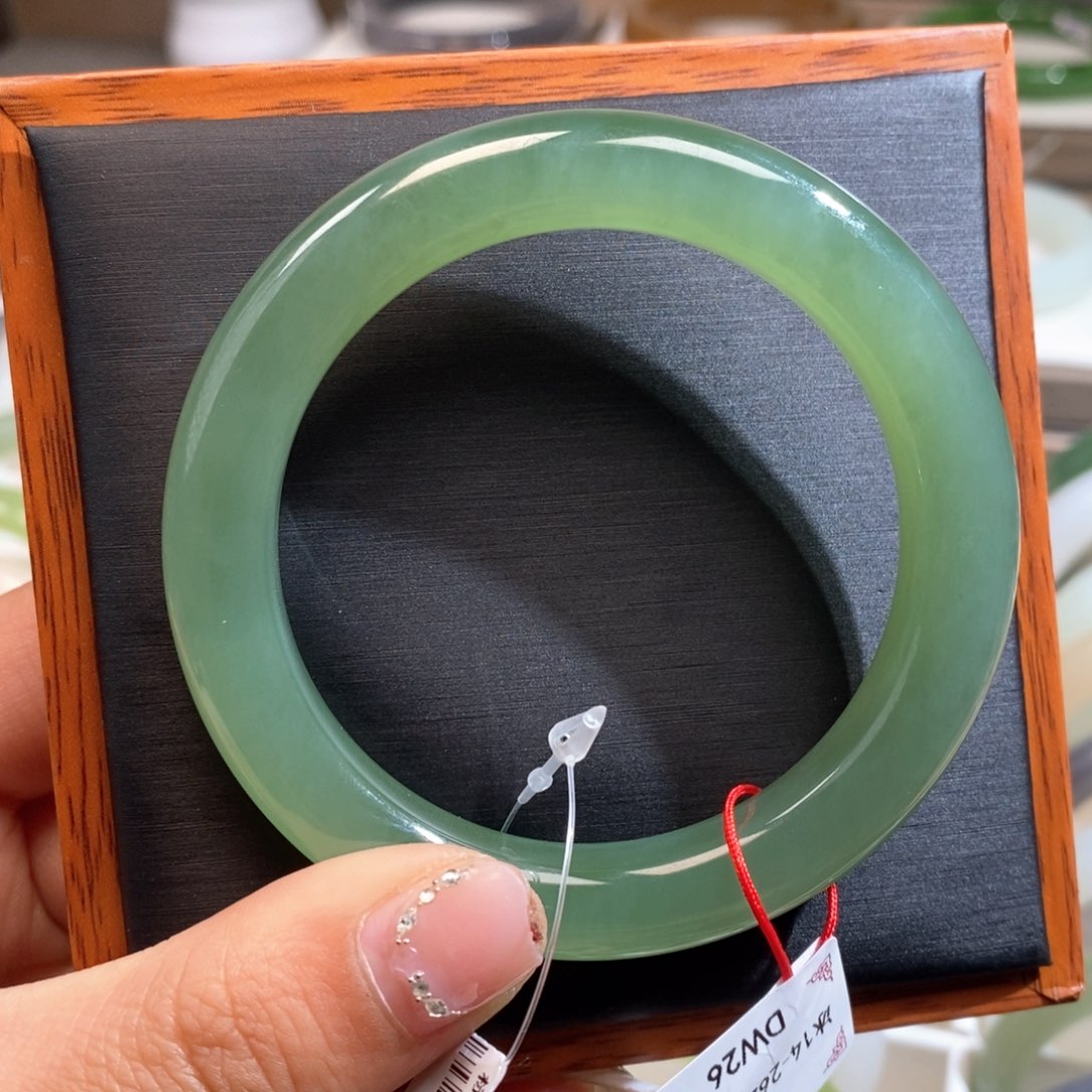 和田玉手镯未镶嵌粉绿56