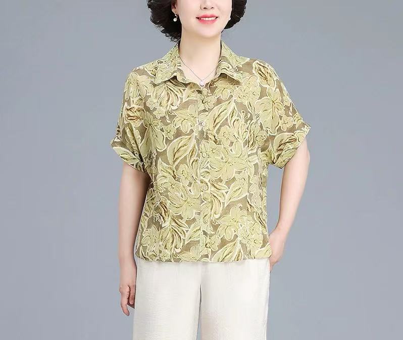 D225夏装短袖收腰衬衫韩版女夏季套装气质感小衫上衣