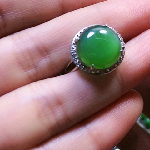 和田玉戒指银S925镶嵌