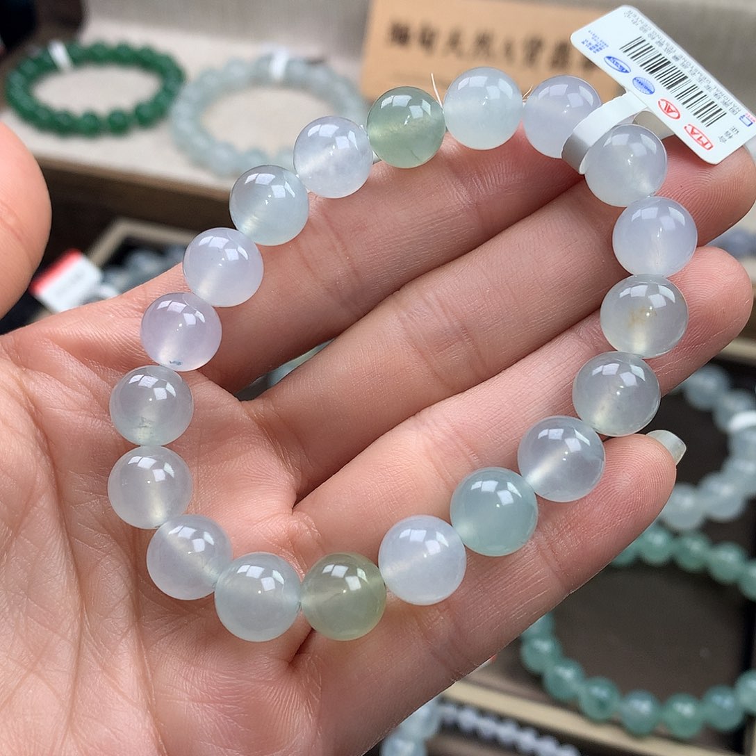 树***5翡翠未镶嵌手链正冰