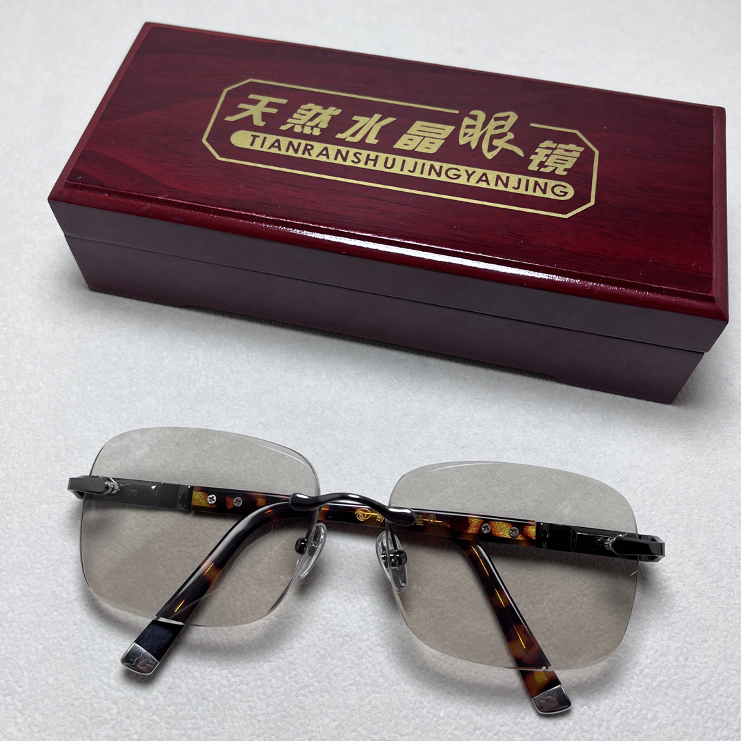 无框400弯天然水晶眼镜