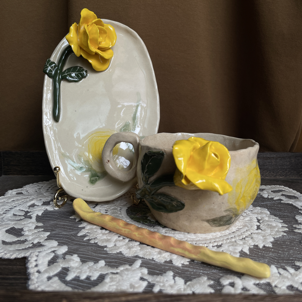 秋日里的明媚·咖啡杯碟（送搅拌棒）