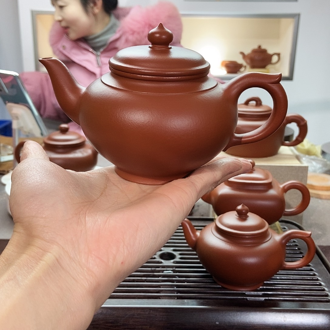 马***庆紫砂茶壶朱泥大笑樱