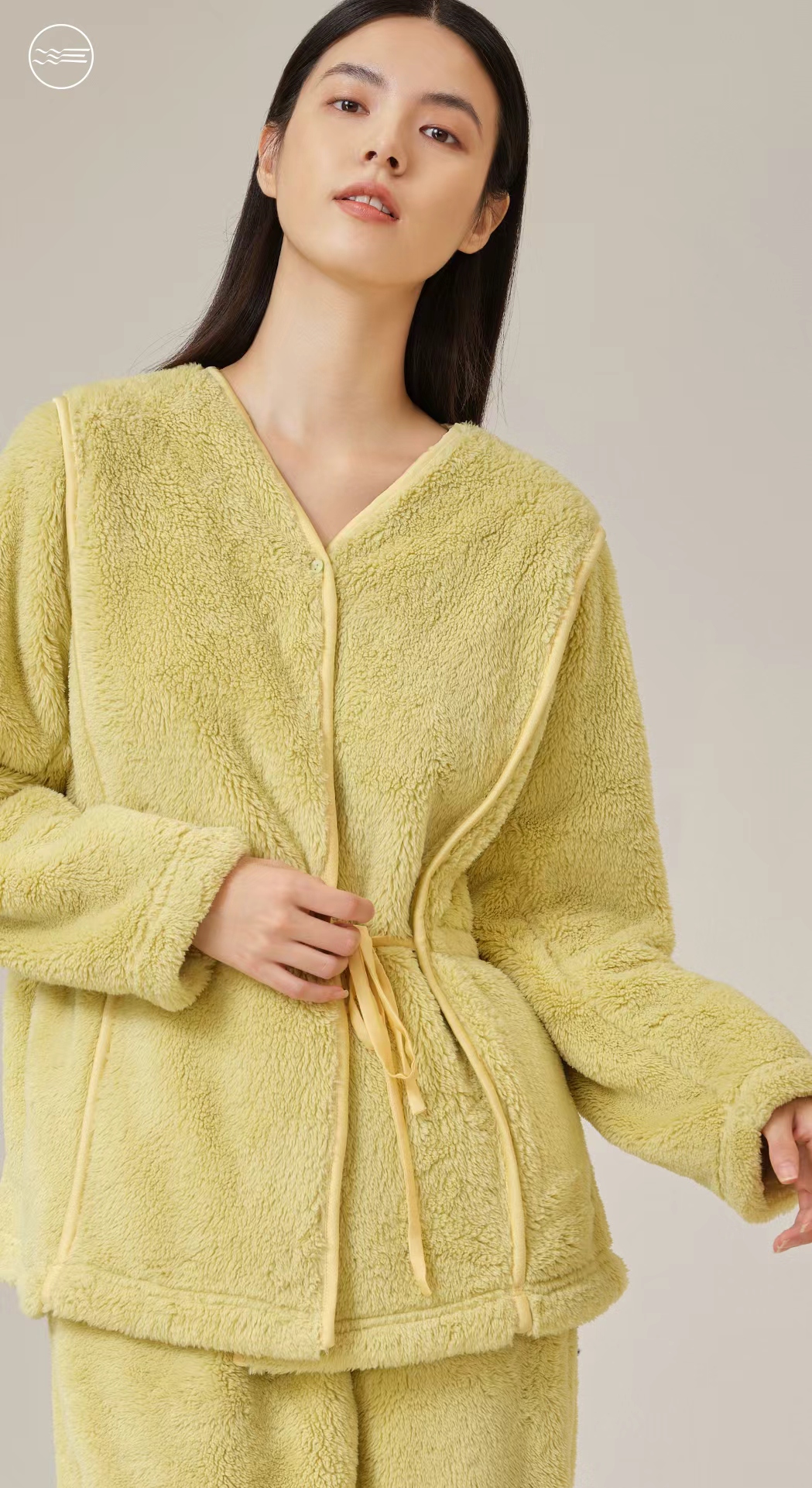 宽画冬款保暖珊瑚绒无领女士家居套装80022