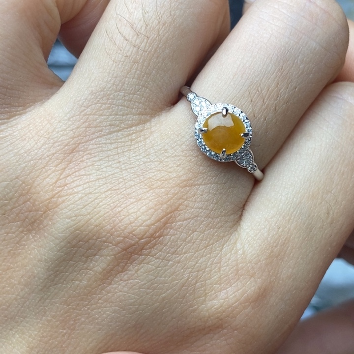 翡翠戒指银S925镶嵌戒指