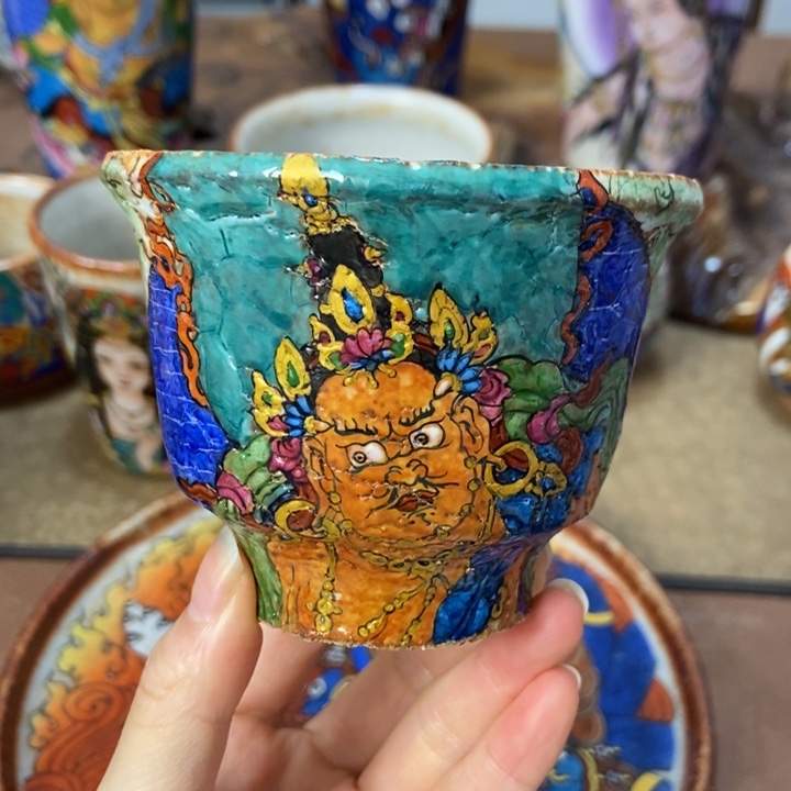 绘画手工黄财神匣钵志野