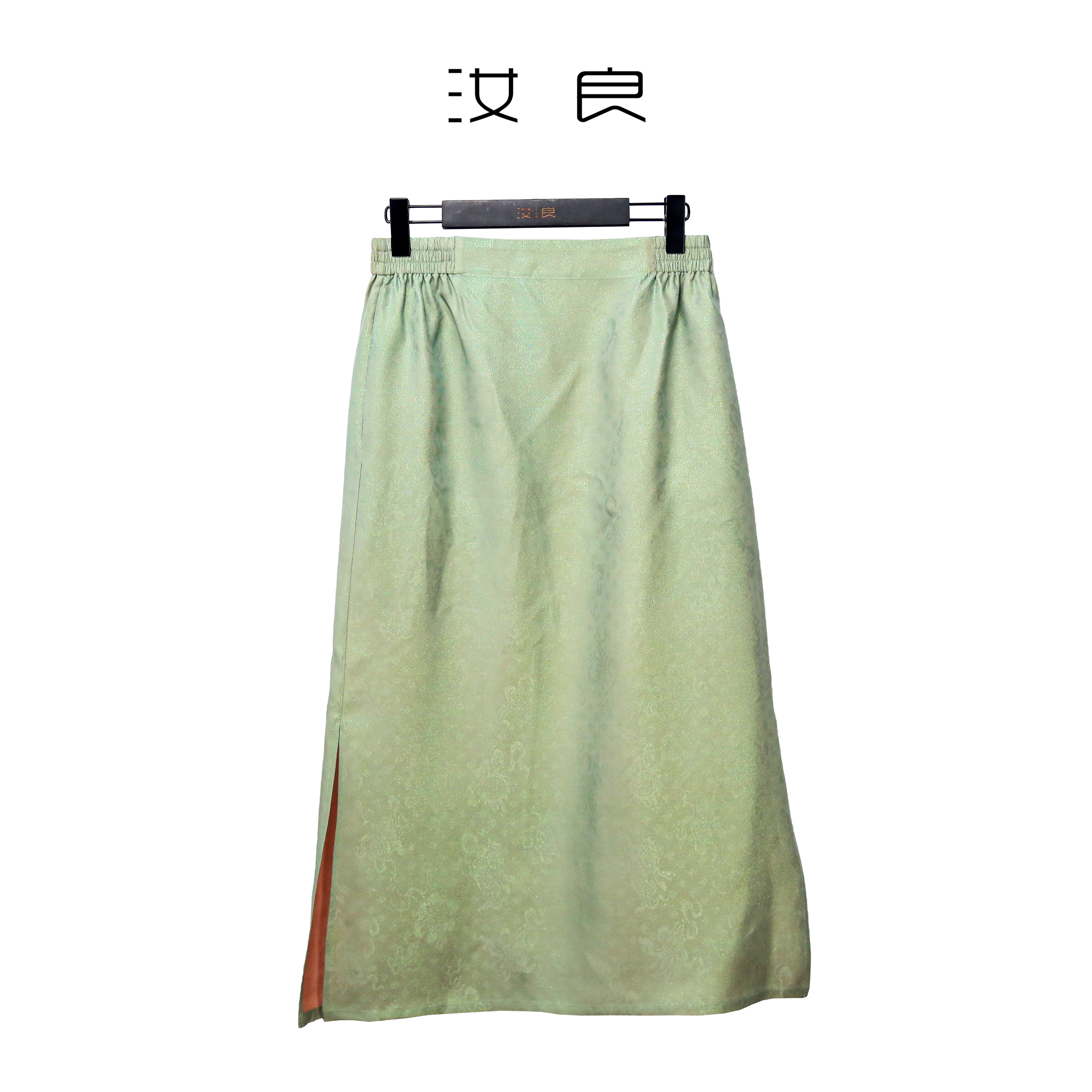 暗八仙绿色半身裙