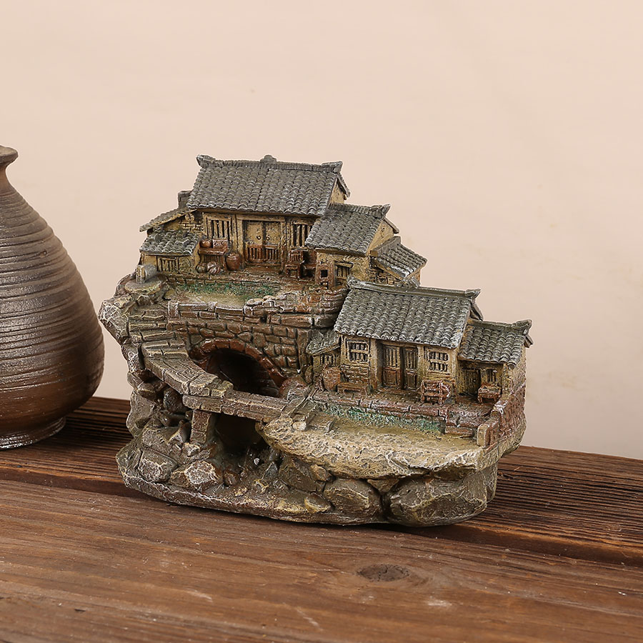 怀旧恬静乡村老房子摆件小模型桌面创意微景观造景庭院摆件