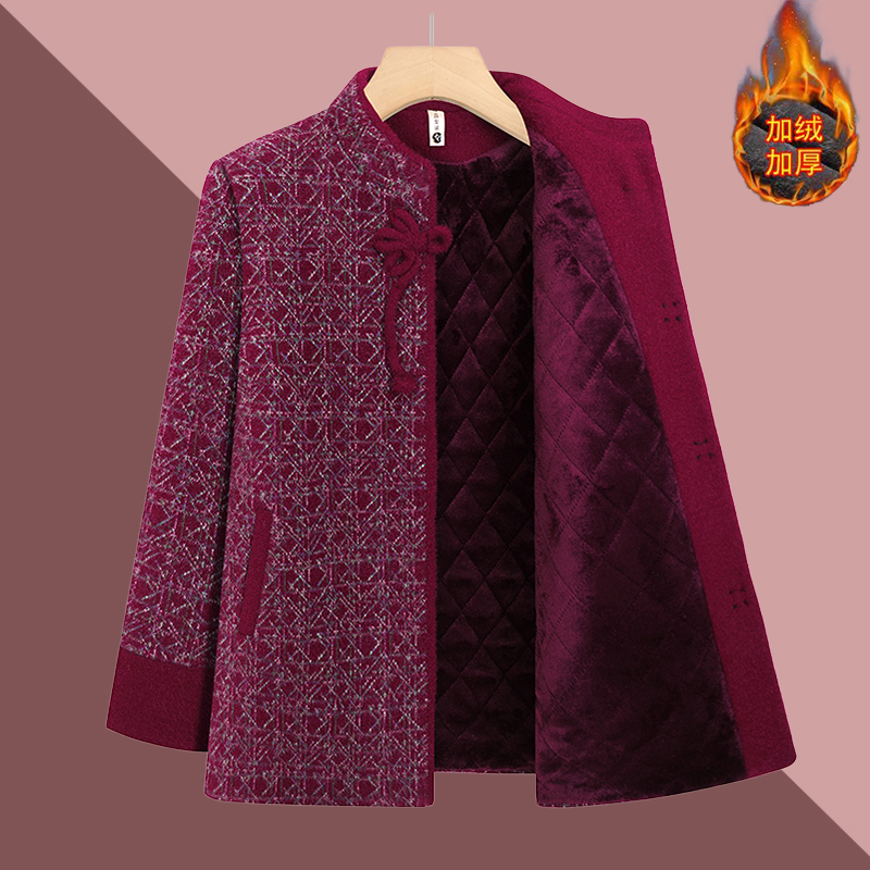 外套加绒加厚60岁70妈妈装高贵80老太太衣服中老年人秋冬装女奶奶