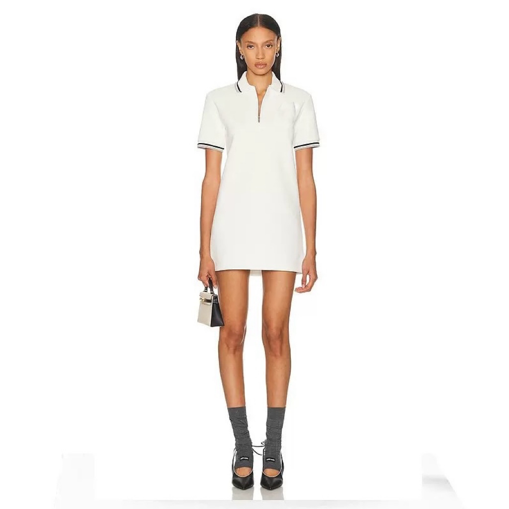 2506124 缪系翻领学院风字母刺绣撞色针织连衣裙女25春夏新款